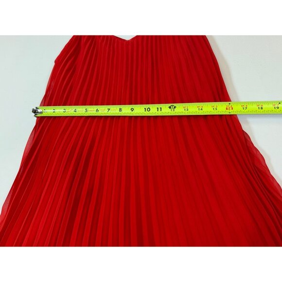 Laundry Red Pleated A-Line Spaghetti Strap Dress Lined Lightweight Flowy sz 6 - Picture 5 of 12